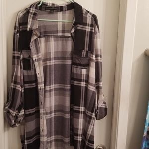 Black, gray, and white Plaid blouse